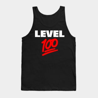 Keep It Level 100 Emoji (white and red) Tank Top